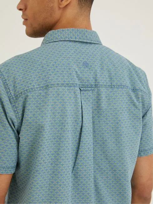 Men Fatface Shirts Green Geo Indigo Print Shirt Men Fatface Shirts Green Geo Indigo Print Shirt