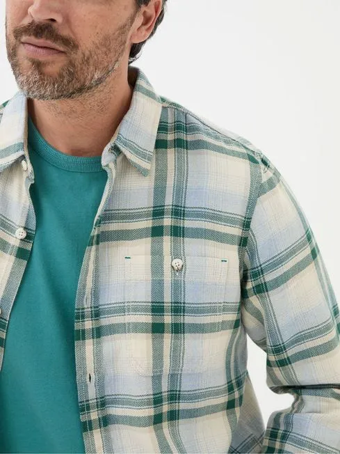 Men Fatface Shirts Green Long Sleeve Tyburn Check Shirt