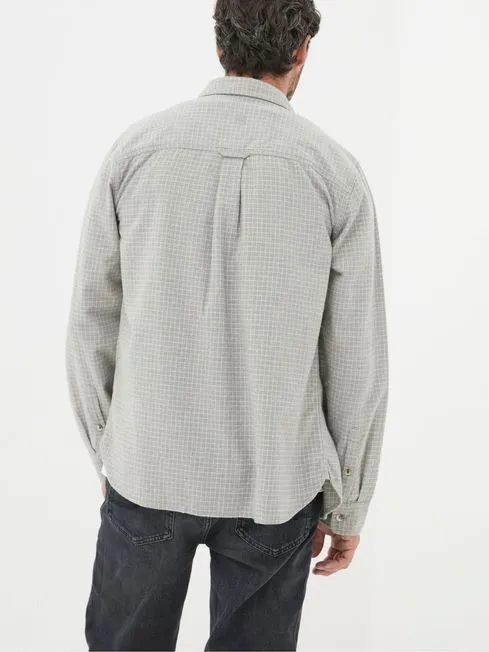 Men Fatface Shirts Grey Long Sleeve Grantham Grid Check 100 Cotton Shirt