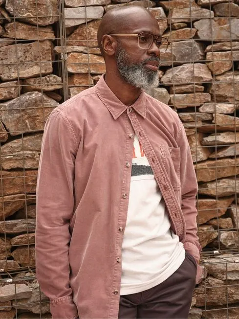 Men Fatface Shirts Pink Long Sleeve Cord Shirt