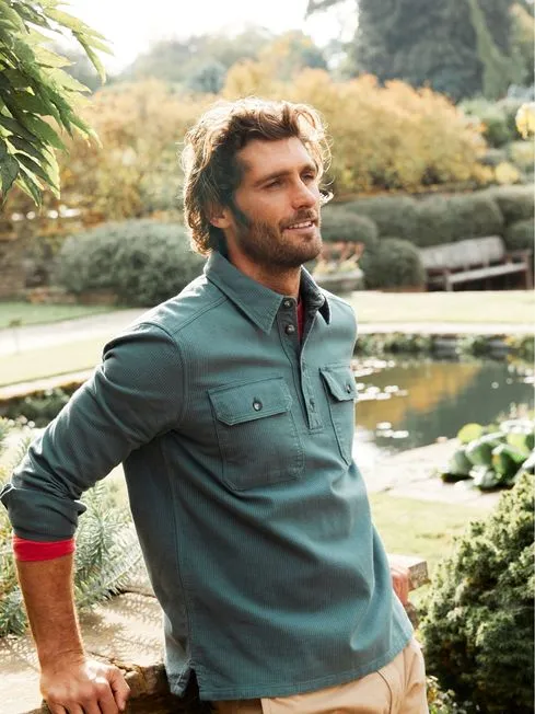Men Fatface Shirts Thompson Green Smock Overshirt