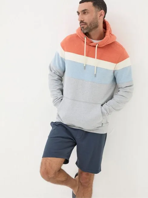 Men Fatface Sweatshirts and Hoodies Brooke Orange Cut And Sew Overhead Hoodie