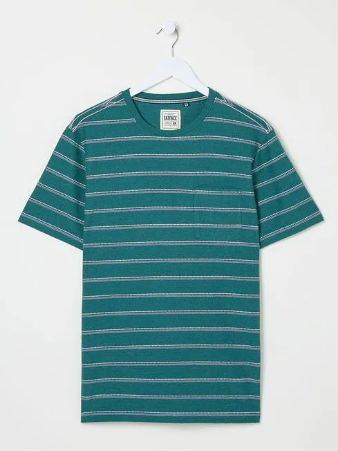 Men Fatface TShirts Barnstaple Green Stripe TShirt
