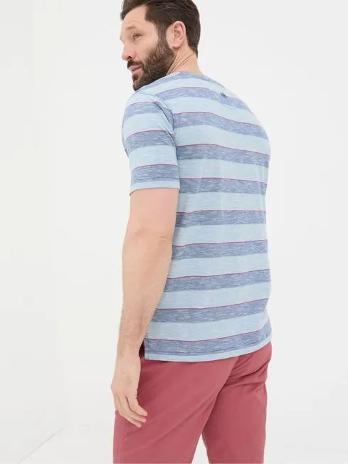 Men Fatface TShirts Ferndale Blue Feeder Stripe TShirt Men Fatface TShirts Ferndale Blue Feeder Stripe TShirt