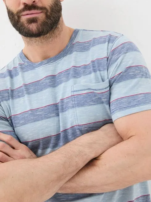 Men Fatface TShirts Ferndale Blue Feeder Stripe TShirt Men Fatface TShirts Ferndale Blue Feeder Stripe TShirt