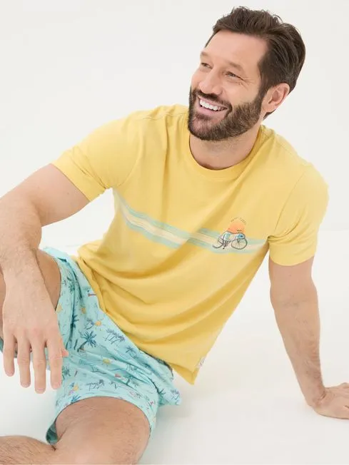Men Fatface TShirts Judes Yellow Chest Stripe TShirt Men Fatface TShirts Judes Yellow Chest Stripe TShirt