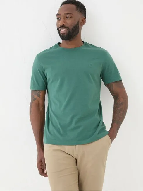 Men Fatface TShirts Lulworth Green 100 Cotton Organic Crew TShirt