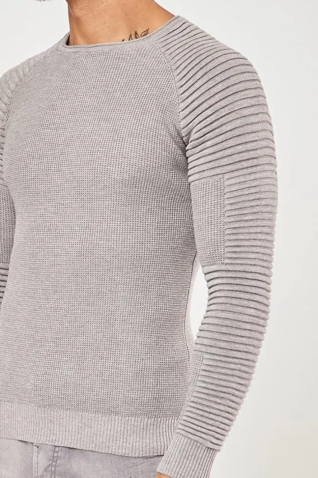 Men Fine Knit Sweater Grey Brentiny Paris Sweatshirts and Pullovers