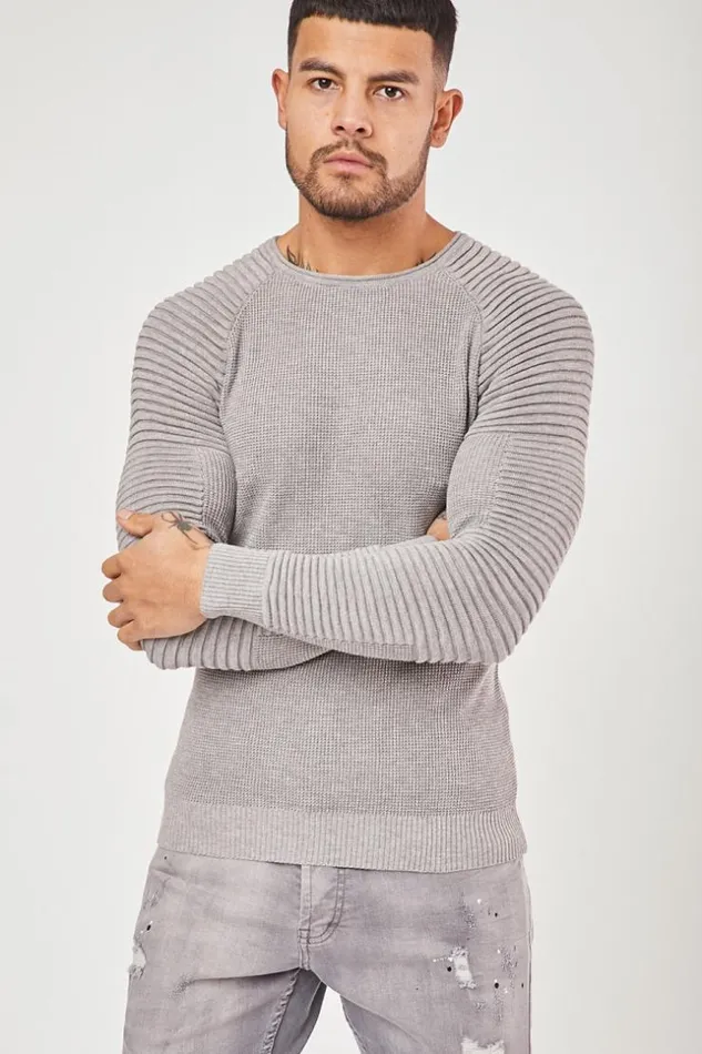 Men Fine Knit Sweater Grey Brentiny Paris Sweatshirts and Pullovers
