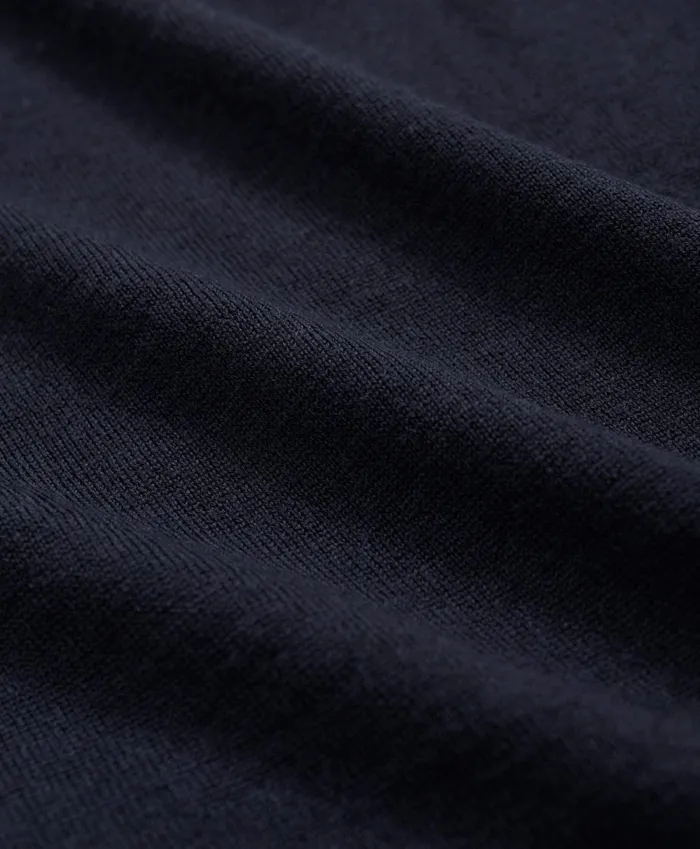 Men Fine Merino Wool Sweater Polo Navy Brooks Brothers Sweaters