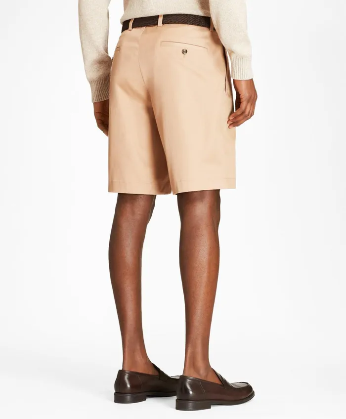 Men Flat Front Stretch Advantage Chino Shorts Dark Khaki Brooks Brothers Shorts and Swimwear