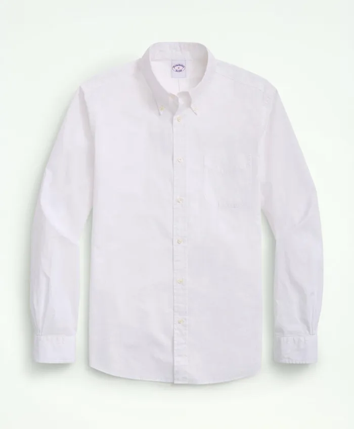 Men Friday Shirt Poplin EndOnEnd White Brooks Brothers Sport Shirts