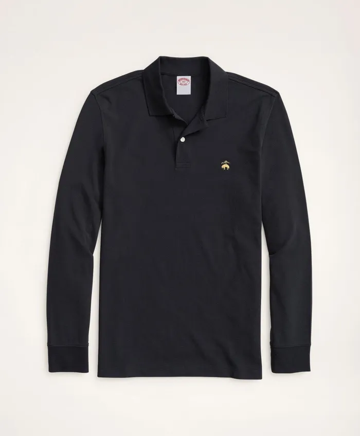 Men Golden Fleece Big and Tall Stretch Supima LongSleeve Polo Shirt Black Brooks Brothers Polo and Rugby Shirts Men Golden Fleece Big and Tall Stretch Supima LongSleeve Polo Shirt Black Brooks Brothers Polo and Rugby Shirts