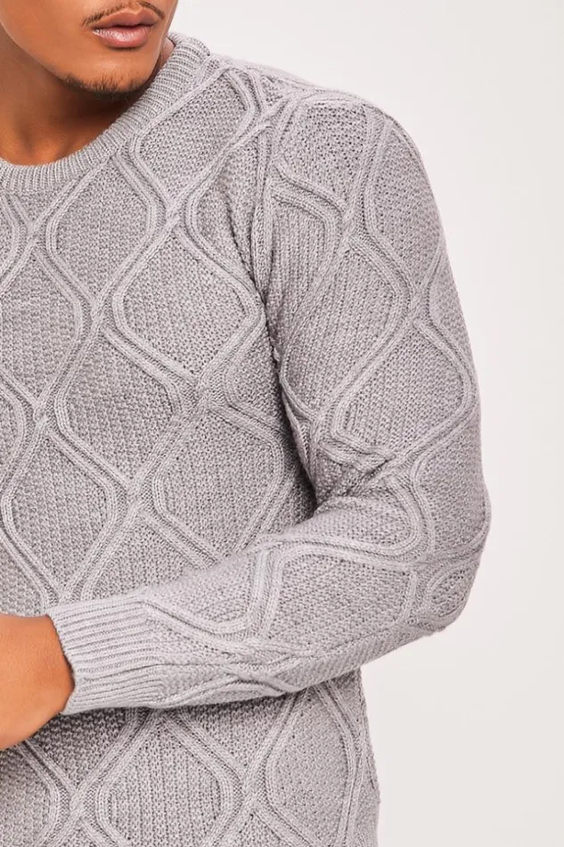 Men Grey Knit Sweater Grey Brentiny Paris Sweatshirts and Pullovers