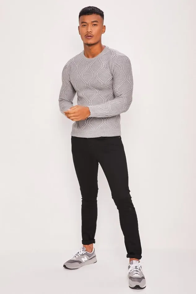 Men Grey Knit Sweater Grey Brentiny Paris Sweatshirts and Pullovers