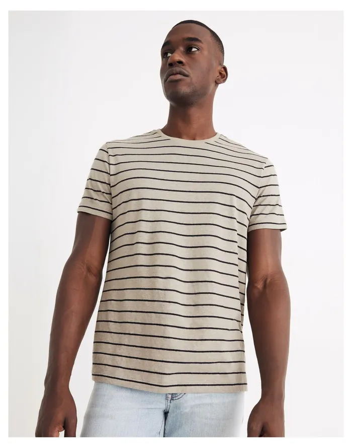 Men Hemp Cotton Allday Crewneck Tee In Carlson Stripe Pale Fatigue Stripe Madewell Tees