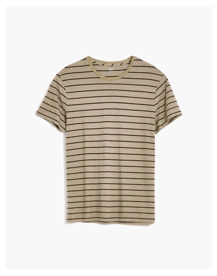 Men Hemp Cotton Allday Crewneck Tee In Carlson Stripe Pale Fatigue Stripe Madewell Tees Men Hemp Cotton Allday Crewneck Tee In Carlson Stripe Pale Fatigue Stripe Madewell Tees