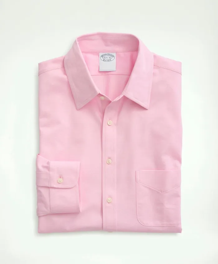 Men Japanese Knit Dress Shirt Slim Fit Light Pink Brooks Brothers Dress Shirts