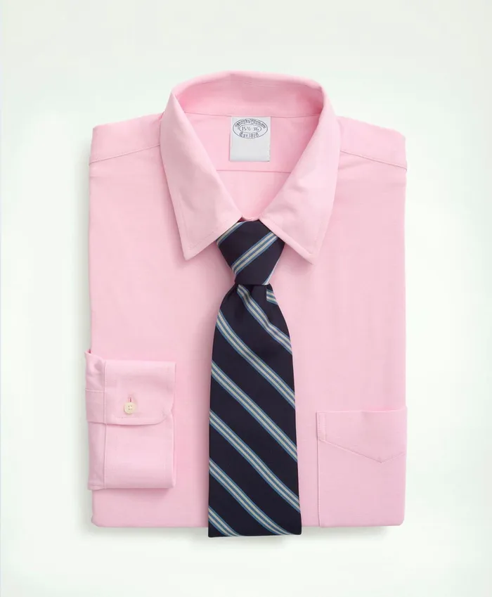 Men Japanese Knit Dress Shirt Slim Fit Light Pink Brooks Brothers Dress Shirts