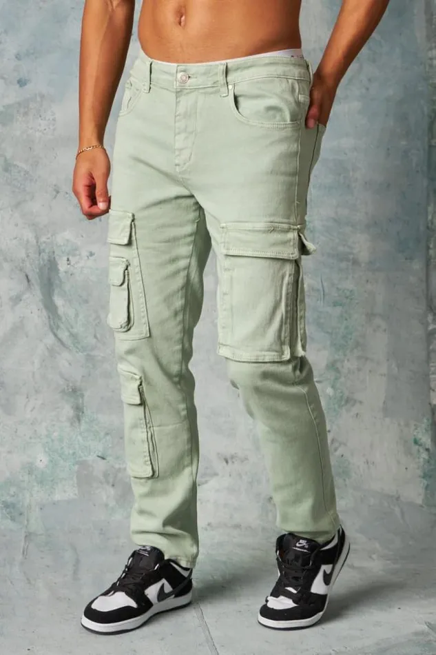 Men Jeans Coupe Droite Vert Clair Vertclair Brentiny Paris Pants