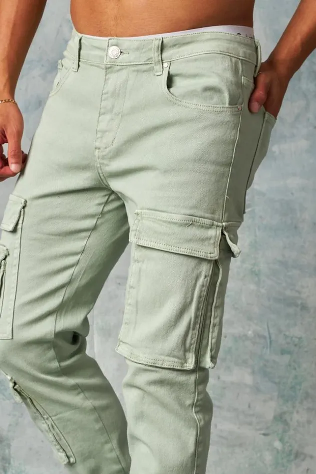 Men Jeans Coupe Droite Vert Clair Vertclair Brentiny Paris Pants