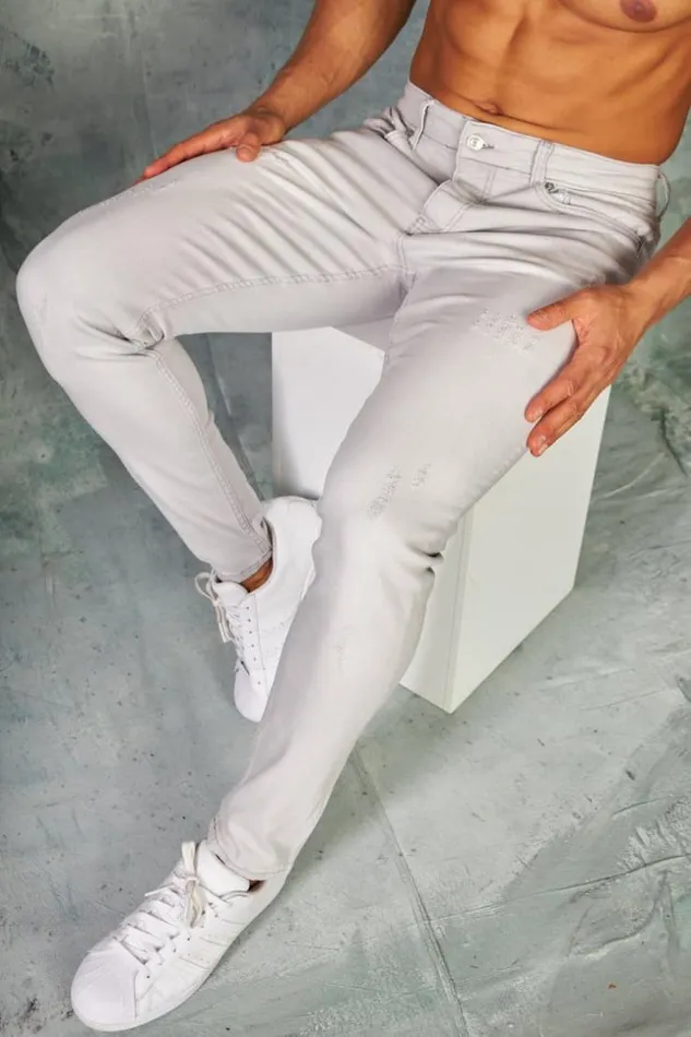 Men Jeans Skinny Gris Clair Griff Grisclair Brentiny Paris Jeans