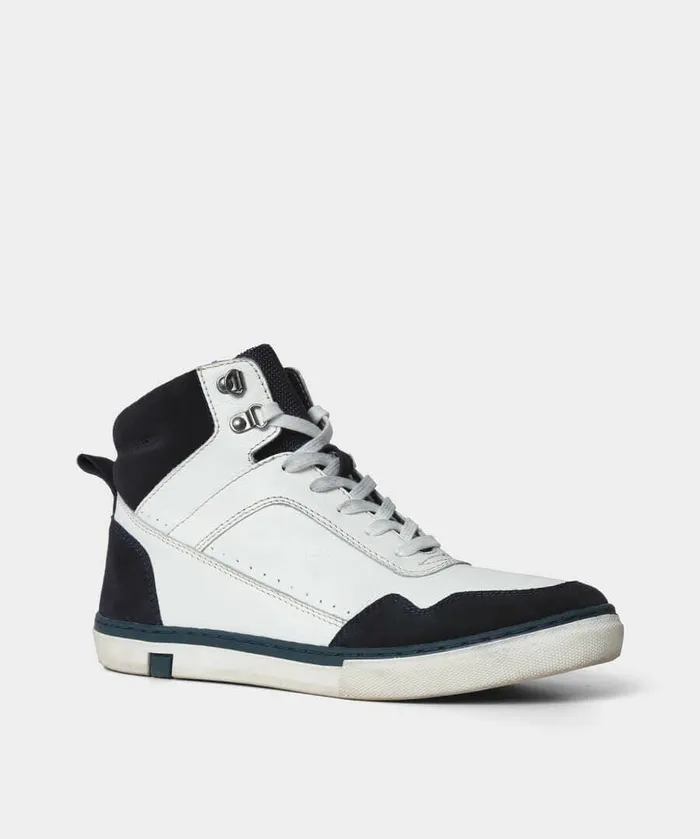 Men Joe Browns Lyrics Leather High Top Boots White Men Joe Browns Lyrics Leather High Top Boots White
