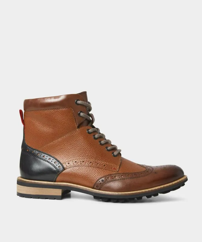 Men Joe Browns Mix Up Premium Leather Boots Tan Multi