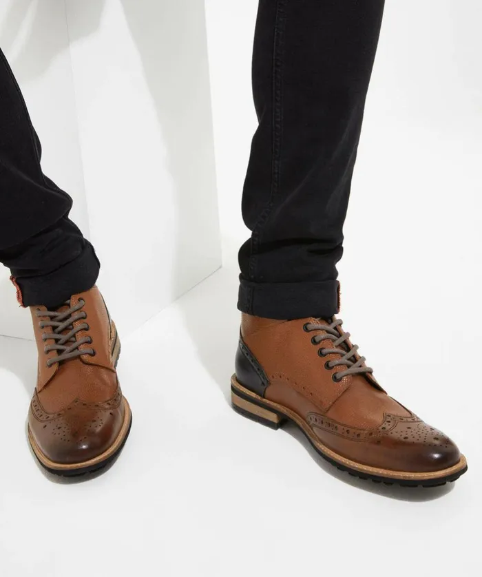 Men Joe Browns Mix Up Premium Leather Boots Tan Multi Men Joe Browns Mix Up Premium Leather Boots Tan Multi