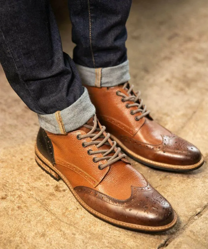 Men Joe Browns Mix Up Premium Leather Boots Tan Multi Men Joe Browns Mix Up Premium Leather Boots Tan Multi