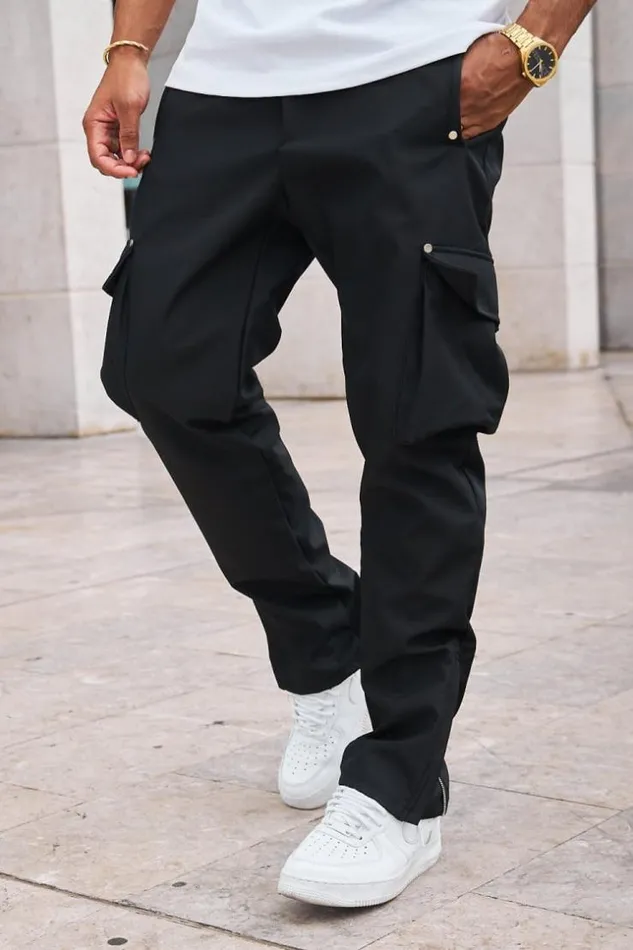 Men Jogger Pant Cargo Noir Black Brentiny Paris Pants