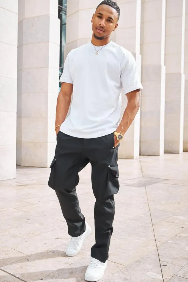 Men Jogger Pant Cargo Noir Black Brentiny Paris Pants