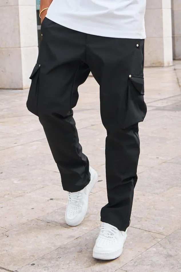Men Jogger Pant Cargo Noir Black Brentiny Paris Pants