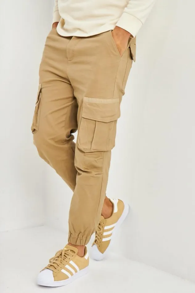 Men Joggerpant Beige Poches Cargo Beige Brentiny Paris Pants