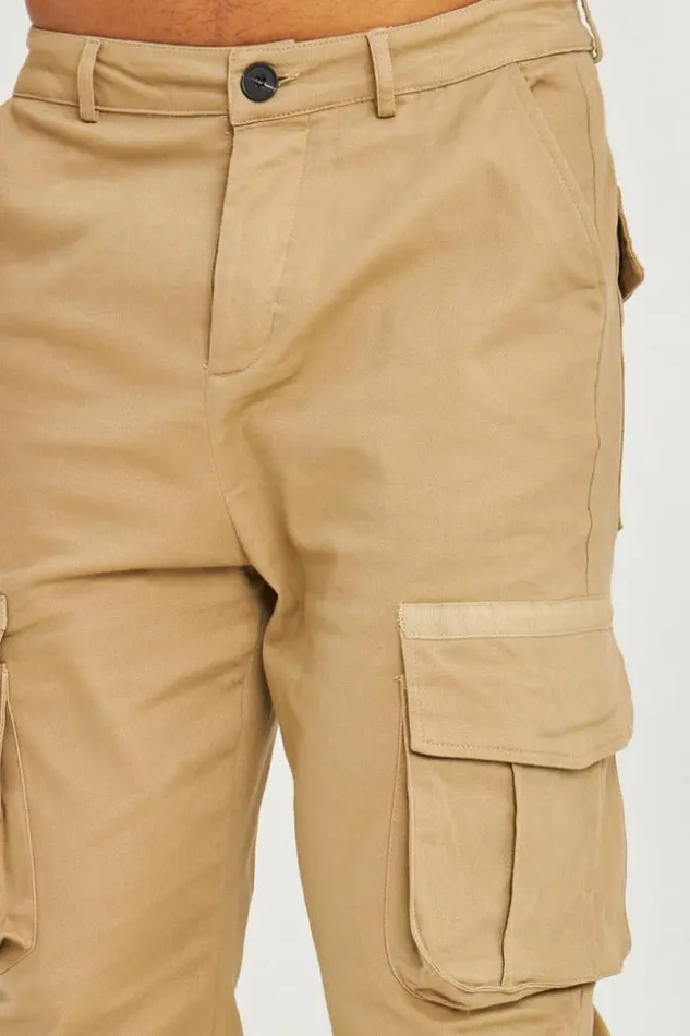Men Joggerpant Beige Poches Cargo Beige Brentiny Paris Pants