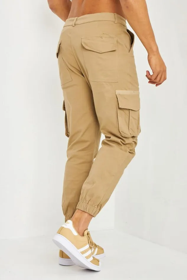 Men Joggerpant Beige Poches Cargo Beige Brentiny Paris Pants