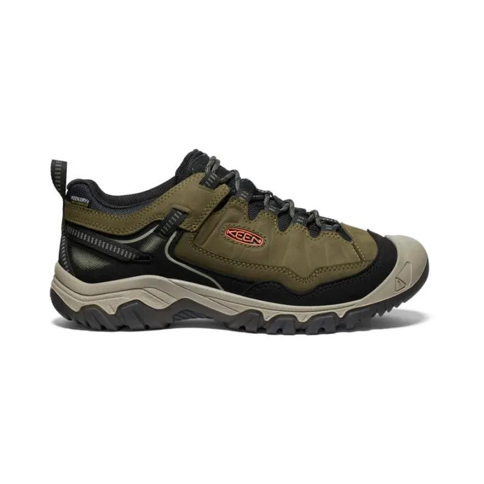 Men KEEN Shoes Targhee IV Waterproof Wide Dark OliveGold Flame Leather Hiking Shoe