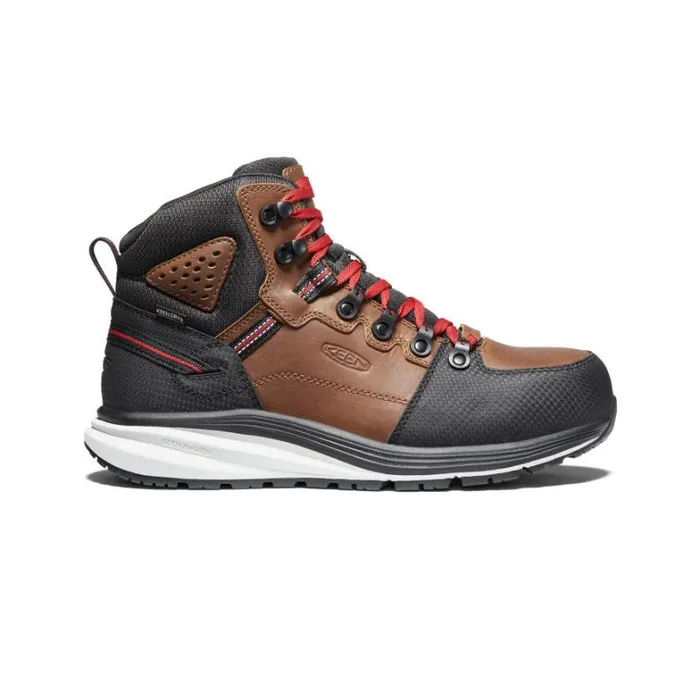 Men KEEN Work Boots and Shoes Brown Work Boots 8211 Red Hook Mid WP