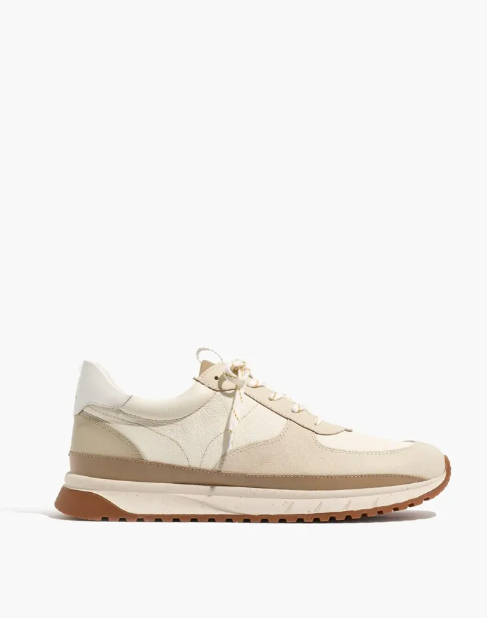 Men Kickoff Trainer Sneakers In Neutral Colorblock Leather Antique Cream Multi Madewell Sneakers