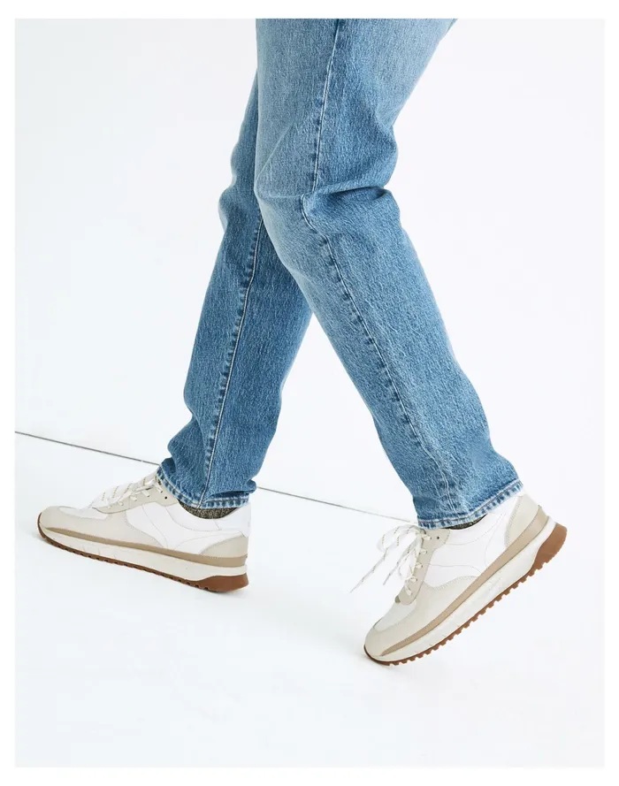 Men Kickoff Trainer Sneakers In Neutral Colorblock Leather Antique Cream Multi Madewell Sneakers