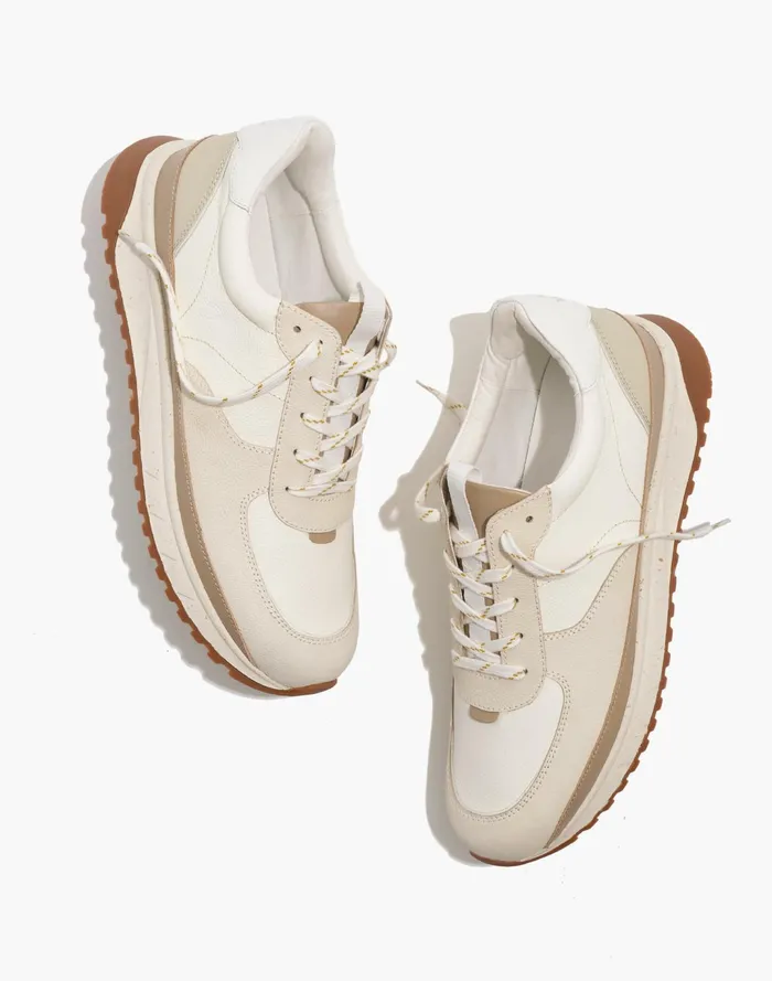 Men Kickoff Trainer Sneakers In Neutral Colorblock Leather Antique Cream Multi Madewell Sneakers