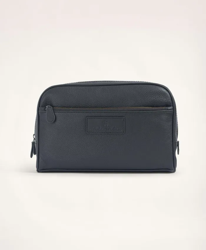 Men Large Pebbled Leather Dopp Kit Black Brooks Brothers Bags and Leather Goods
