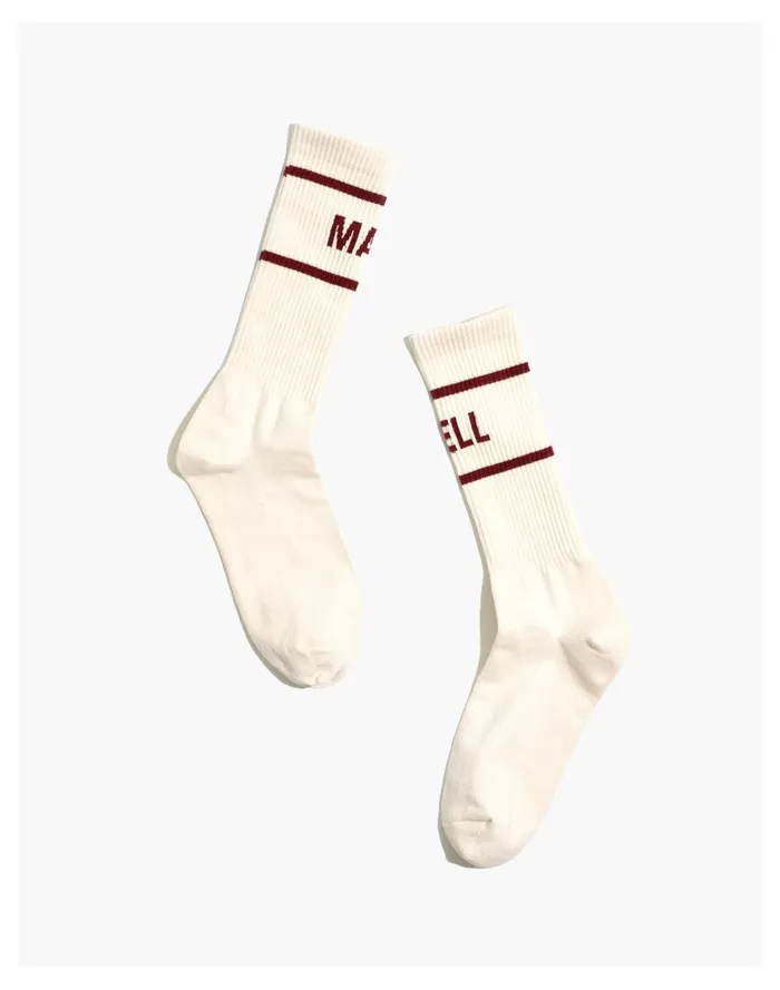 Men Logo Crew Socks Stained Mahogany Madewell Socks