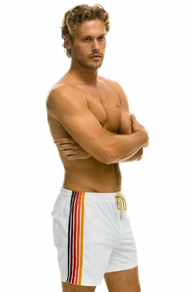 Men MEN039S 5 STRIPE FLEX SHORTS 8211 WHITE Aviator Nation