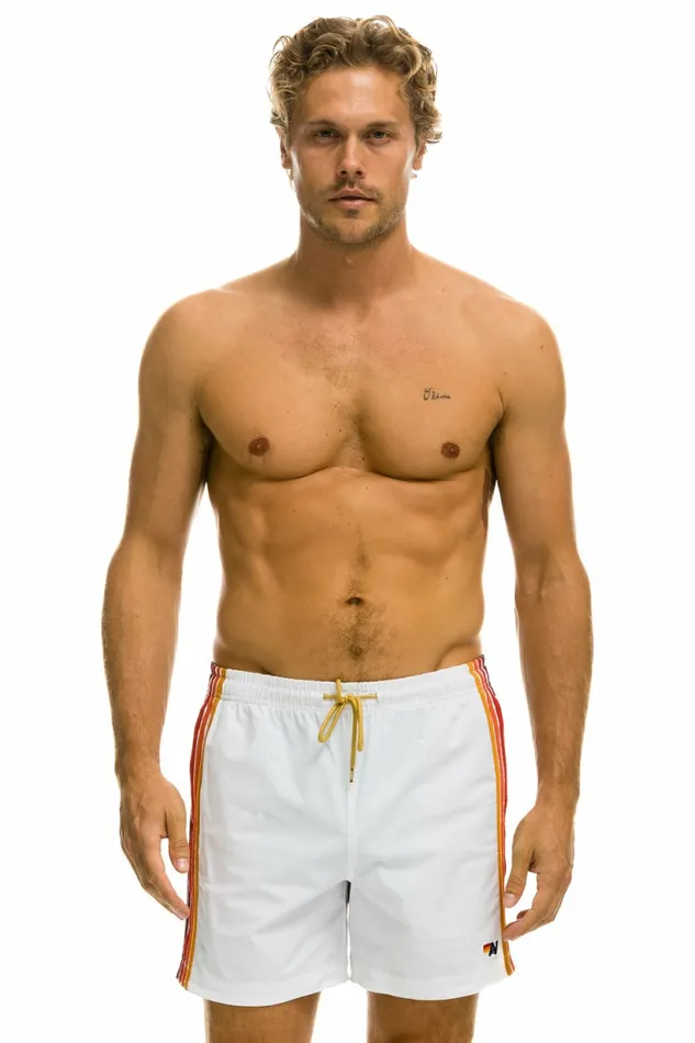 Men MEN039S 5 STRIPE FLEX SHORTS 8211 WHITE Aviator Nation Men MEN039S 5 STRIPE FLEX SHORTS 8211 WHITE Aviator Nation