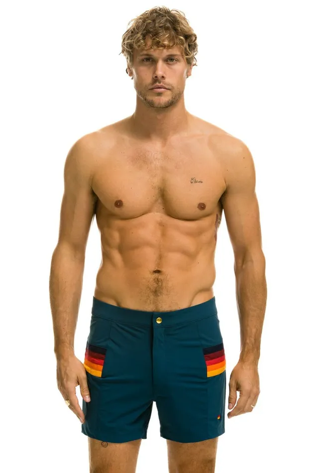 Men MEN039S HORIZONTAL 5 STRIPE FLEX SHORTS 8211 DEEP OCEAN Aviator Nation Shorts