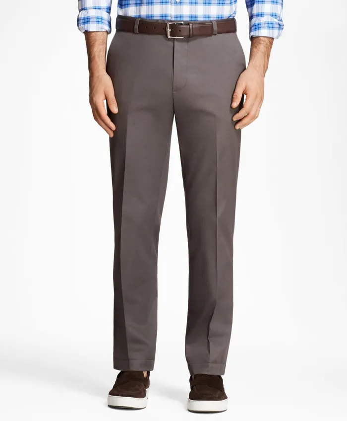Men Milano SlimFit Stretch Advantage Chino Pants Grey Brooks Brothers Chinos and Casual Pants