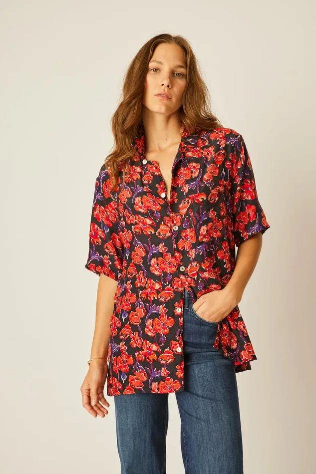 Men Natalie Martin Kevin Shirt Silk Watercolor Onyx