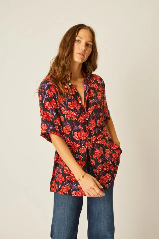 Men Natalie Martin Kevin Shirt Silk Watercolor Onyx