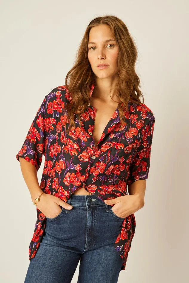 Men Natalie Martin Kevin Shirt Silk Watercolor Onyx